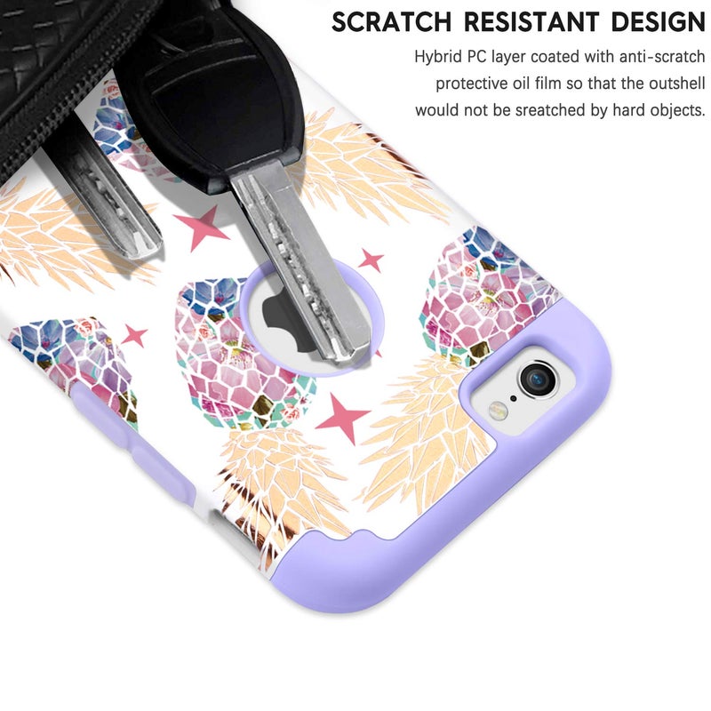 BENTOBEN Case for iPhone 6s, Cases for iPhone 6,Slim Colorful Pineapple Dual Layer Hybrid Shockproof Hard Back Bumper Protective Case for iPhone 6/6s,White/Purple - Image 5